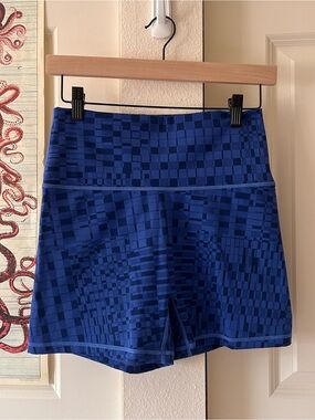 aerie Blue Checkerboard High-Waist Athletic Shorts